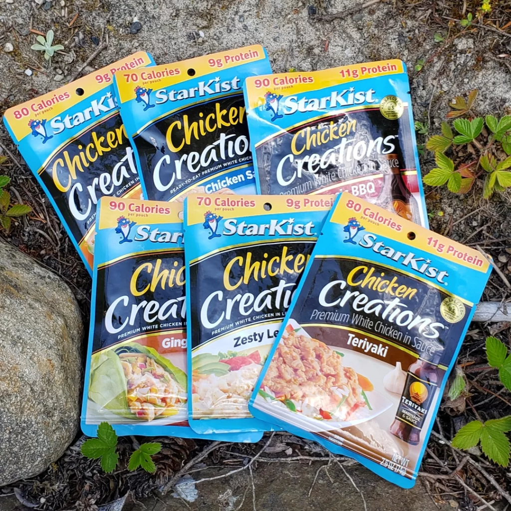 Chiecken packets on a hiking trail