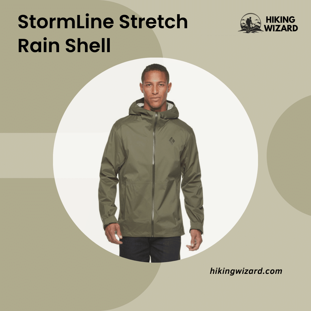 A man wearing StormLine Stretch Rain Shell Jacket ( )