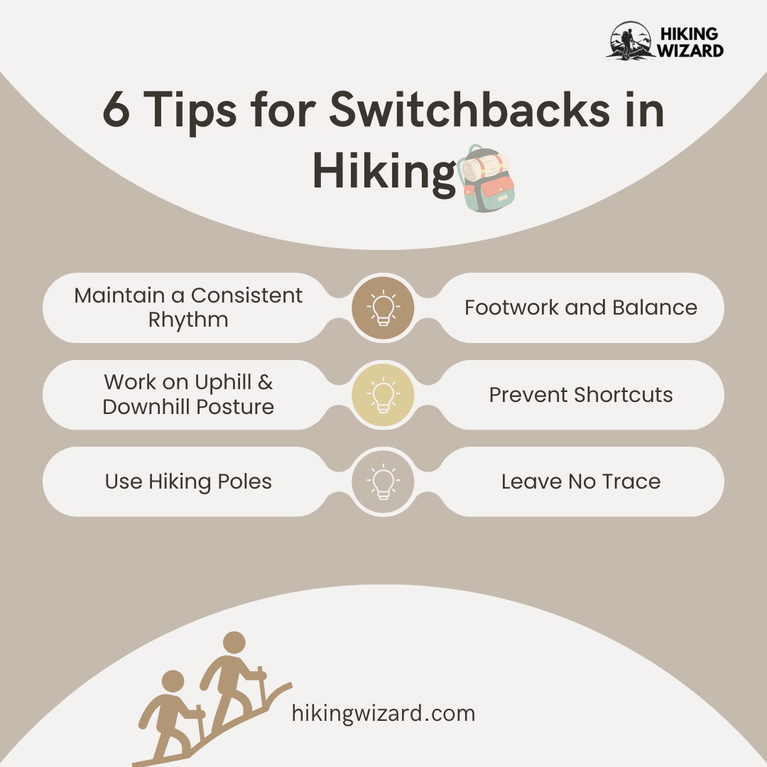 Tips for Switchbacks in Hiking Infographic