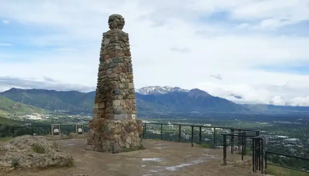 ensign peak in salt lake city surrounded by mountains