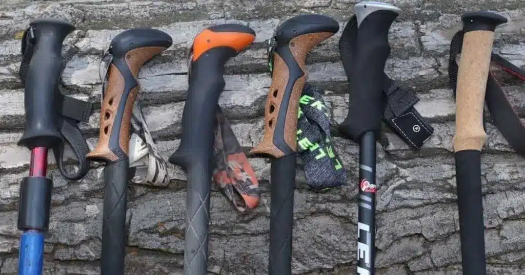 zoomed in view of different hiking poles