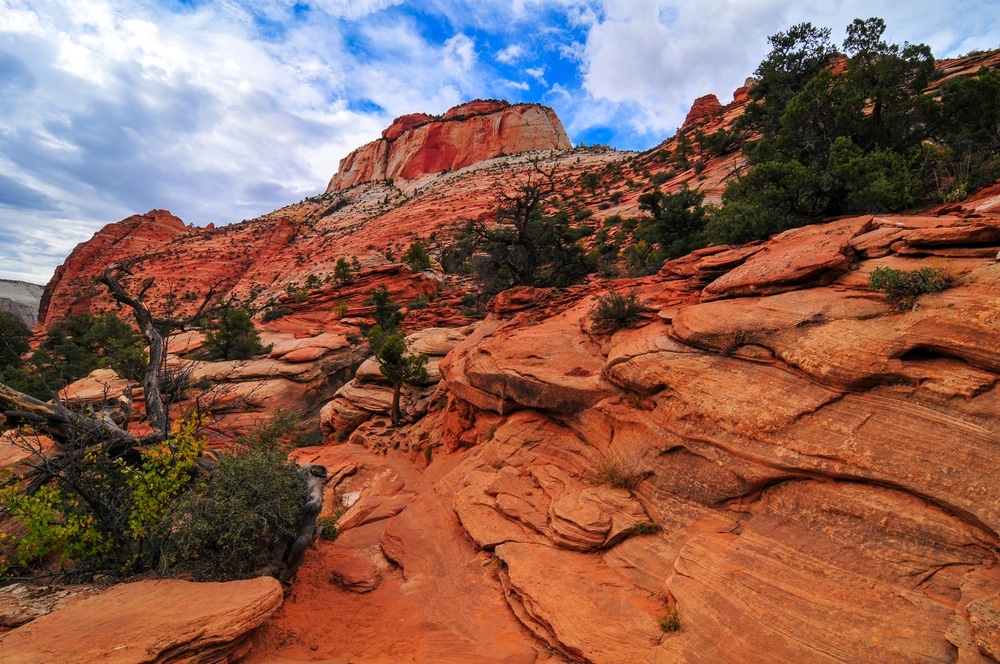 Cloudy afternoon on the beautiful sandstone landscape of the Canyon Overlook trail through Pine Creek Canyon