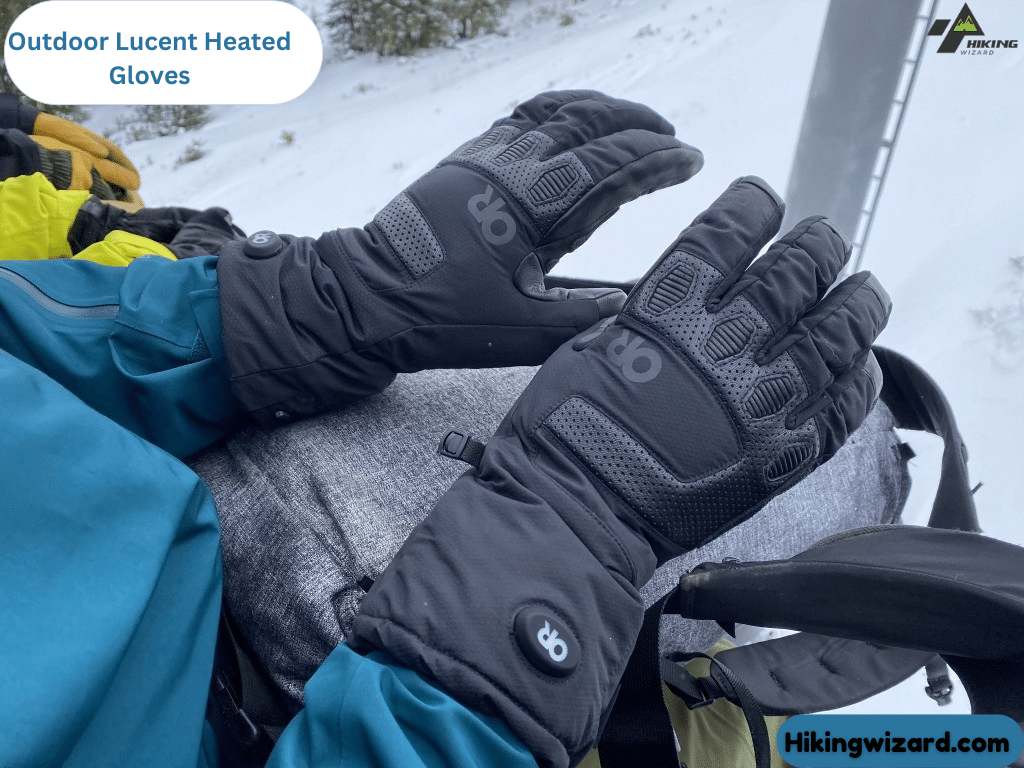 a person wearing Outdoor Research Lucent Heated Gloves 