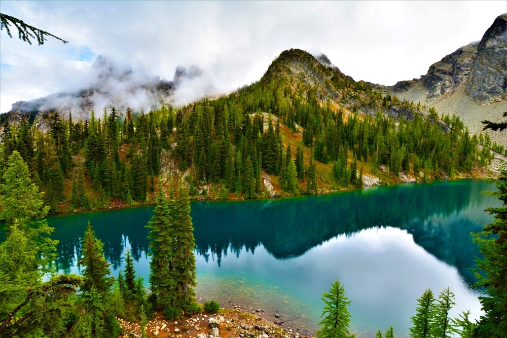 View of the stunning Blue Lake located in the North Cascades