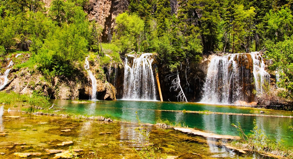 Panoramic View Of Waterfalls And Lake In Hanging Lake Colorado