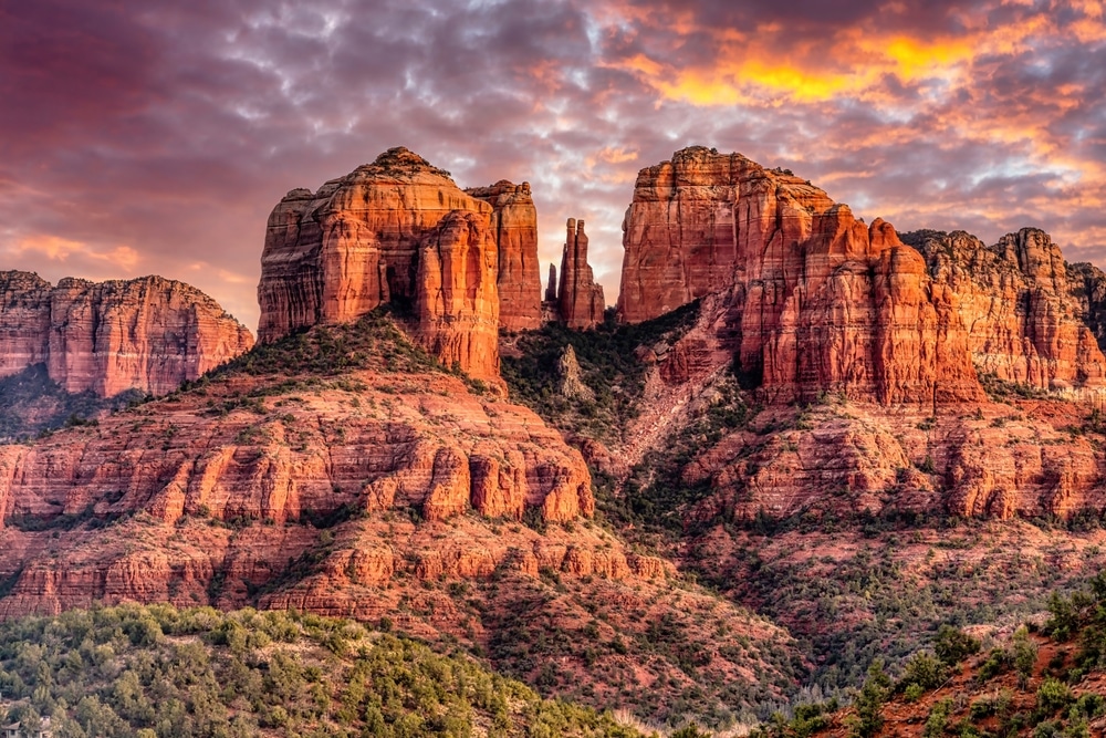 Sunset At Cathedral Rock Near Sedona Arizona